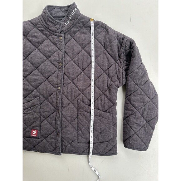 Peloton Cotton Blend Quilted Snap Front Jacket Shacket Heathered Gray - Large - Picture 6 of 8